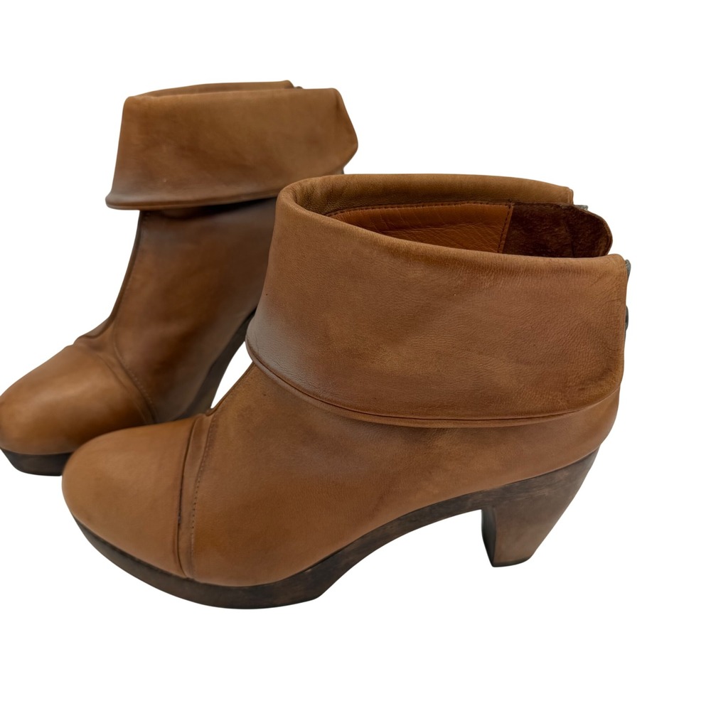 Coclico Spain Tan Leather Fold Over Ankle‎ Boots Minimalist Artisan EU 37 US 7